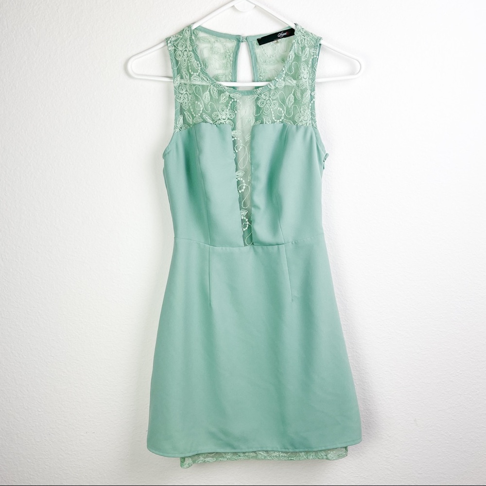 Blue / Green Lace Cutout Cocktail Dress